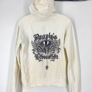 Vintage Y2K People’s Liberation White Zip-Up Hoodie – Size M – Logo Front & Back